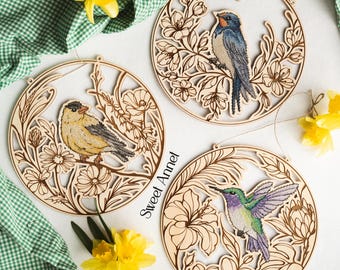 Cross stitch KIT: Flowers birds, Spring swallow, Summer hummingbird, Goldfinch, Gift Mother's Day, Plant, Stitch pattern DIY, Wildflowers