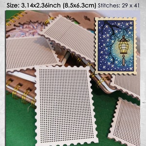 Cross stitch KIT: Stamp, Blank, Wooden, Plastic canvas, Shapes, Small, Mini, Pattern, Tag, Modern, Cards, Craft, DIY, Counted, Beginner image 1
