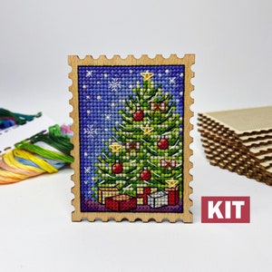 Kreuzstich-Set: Weihnachten, Winter, Strumpf, Geschenkanhänger, Schnee, klein, Sampler, Stempel, Primitiv, Glöckchen, Karten, blanko, DIY, Anfänger, Modern