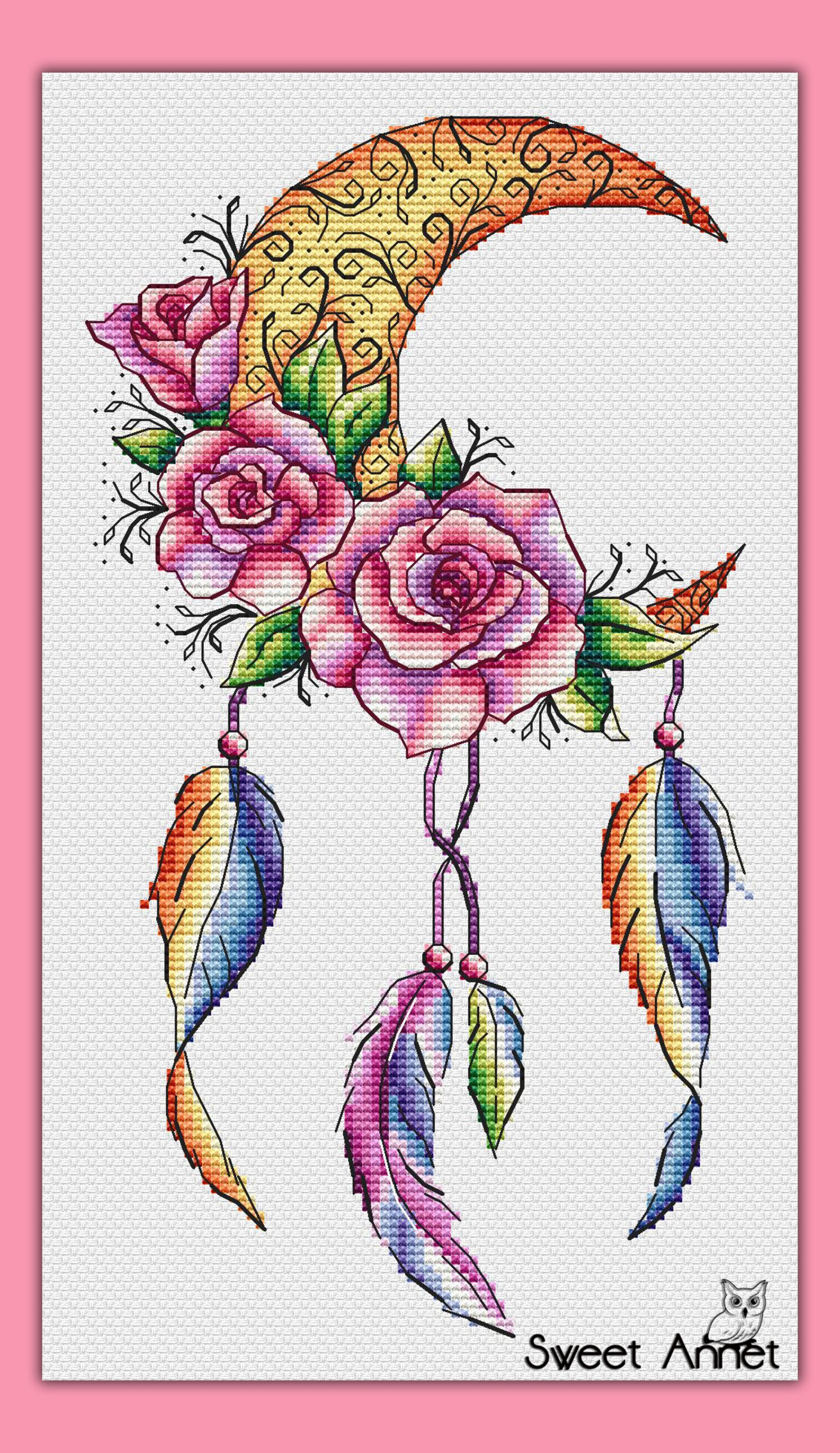 Dream Catcher Cross Stitch, Spring Cross Stitch, Cross Stitch Pattern ...