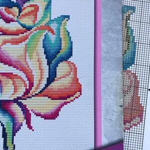 Cross stitch KIT: Rose, Flowers, Summer, Plant, Rainbow, Mandala, Beginner, Modern, DIY, Needlepoint, Embroidery, Geometric, Gift for mom image 7