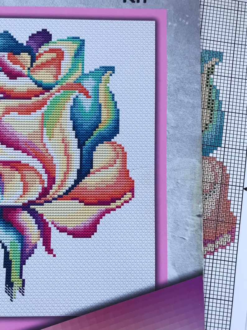 Cross stitch KIT: Rose, Flowers, Summer, Plant, Rainbow, Mandala, Beginner, Modern, DIY, Needlepoint, Embroidery, Geometric, Gift for mom image 7