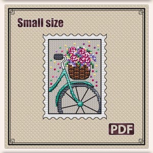 Klein kruissteekpatroon: Mini stempel met bloemen, Mini PDF-ontwerp, Lente zomer modern, Bloemen kruissteekontwerp, DIY cadeaukaart, S-006