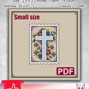 Small cross stitch pattern: Flowers, Easter, Spring, PDF, Modern, Mini, Happy Easter, Cards, Stamp, Religion, Summer,S-094