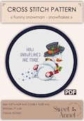 Christmas cross stitch pattern: Funny Snowman, Winter, Stamp, Ornament, Gift small Cards, PDF, Santa, Bauble, How snowflakes are made