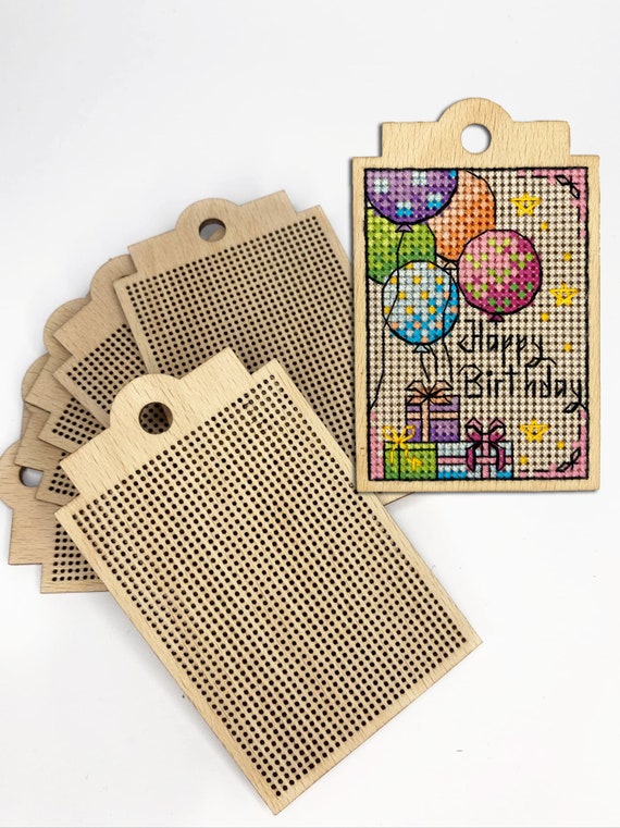 OIAGLH 16 PCS Wooden Bookmark Blanks Cross Stitch Kit DIY Wooden
