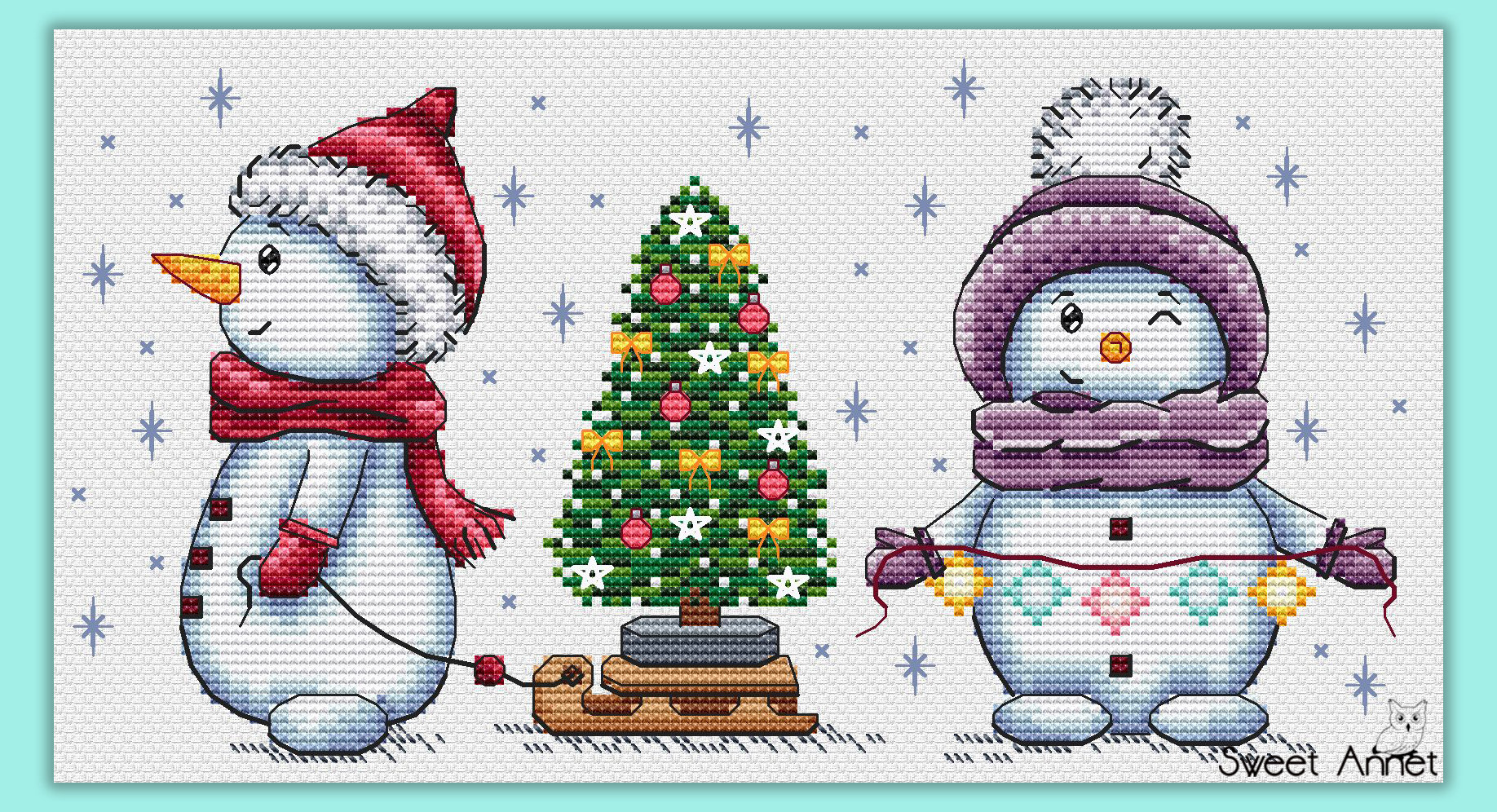 Cross-stitch pattern Christmas stocking-Snowman - Free Cross