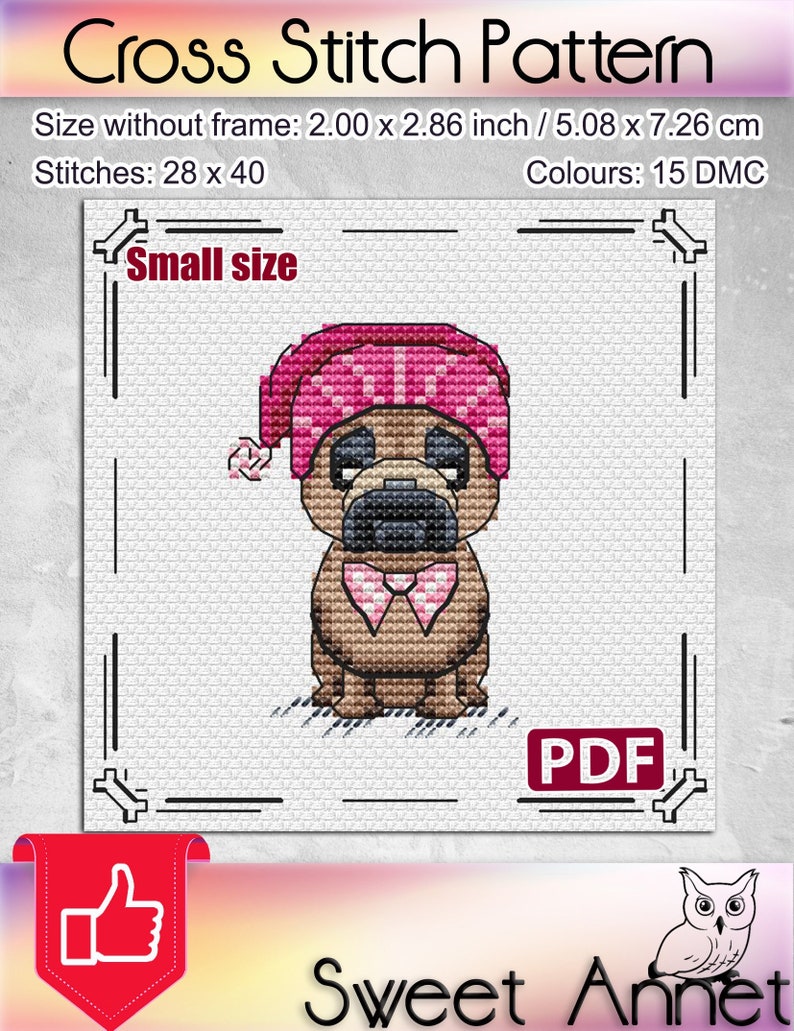 Funny Cross stitch pattern: Dog Cute Choice PDF Puppy Animal Deluxe Mini