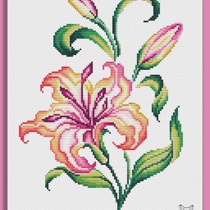 Beginner Cross Stitch Pattern: Flowers Easy Cute Lily - Etsy