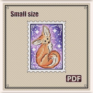 Klein kruissteekpatroon: Mini stempelpatroon PDF, Eenvoudig dierenontwerp, Vos modern patroon, DIY cadeaukaart, telpatroon kruissteek, S-007