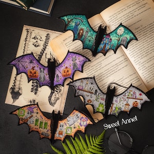 クロスステッチキット：ハロウィンコウモリ、カボチャクロスステッチキット、秋のデザイン、空白、小さなミステリーパターン、家、猫、幽霊、カード、DIY