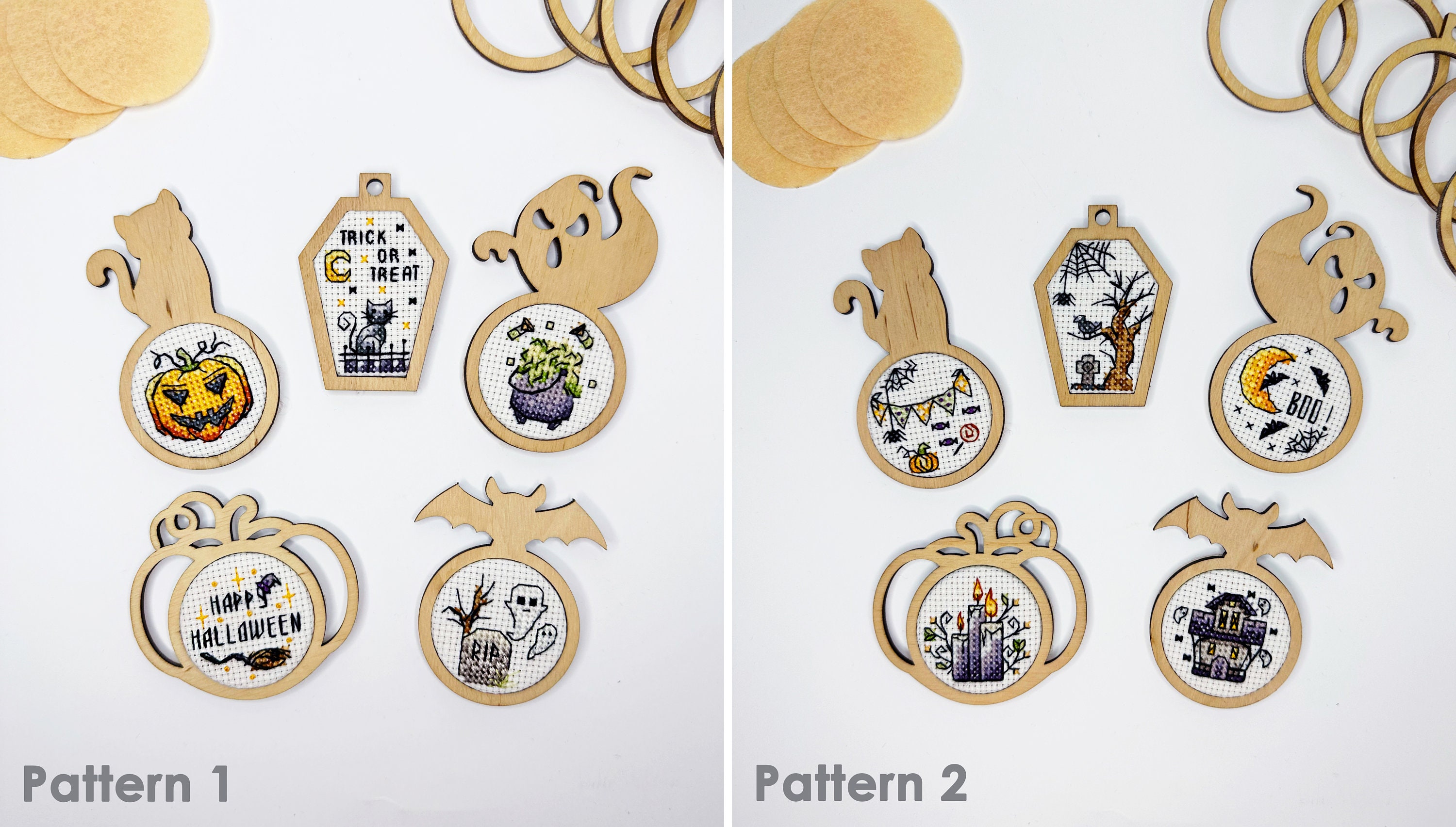 【返品送料無料】 KIT: Stitch Cross Halloween Blank Wooden Small Hoops, Mini その他