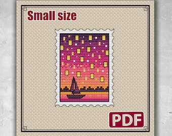 Small cross stitch pattern: Fairy, Funny, Pdf, Bookmark, Landscape, Modern, Simple, Stamp, Easy, Plastic canvas patterns, Primitive, S-079