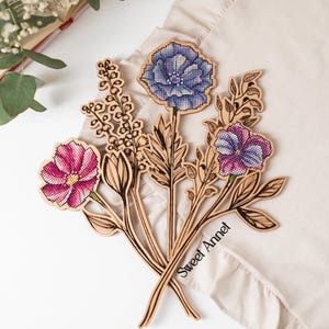 Cross stitch KIT: Flowers, Spring, Summer, Rose, Anemones, Pansies, Gift for Mother's Day, Plant, Stitch pattern DIY, Cute, Small