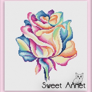 Cross stitch KIT: Rose, Flowers, Summer, Plant, Rainbow, Mandala, Beginner, Modern, DIY, Needlepoint, Embroidery, Geometric, Gift for mom image 5