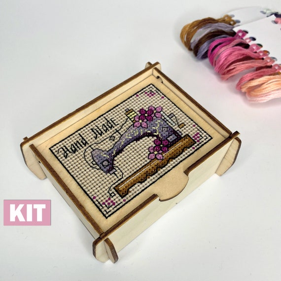 Cross Stitch KIT: Jewelry Box, Blank, Wooden, Flowers, Mini, Pattern,  Sammer, Cute, Modern, Cards, Craft, DIY, Counted, Beginner 