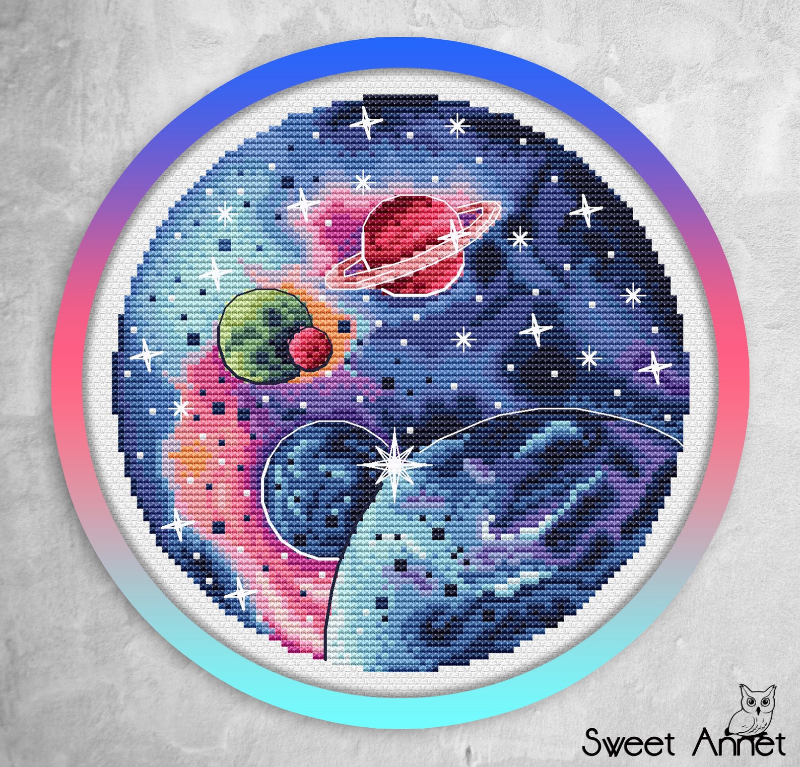 Space cross stitch Beginner cross stitch kit Galaxy cross | Etsy