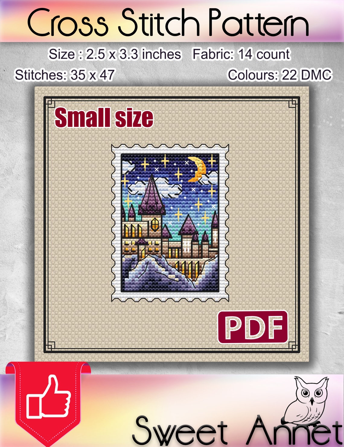 Small Cross Stitch Pattern Magic School Fantasy Castle Etsy