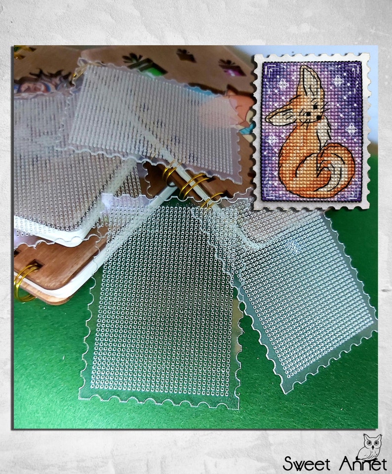 Cross stitch KIT: Stamp, Blank, Wooden, Plastic canvas, Shapes, Small, Mini, Pattern, Tag, Modern, Cards, Craft, DIY, Counted, Beginner image 2