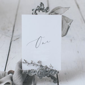 Table number cards with free-flowing font - Table Name Cards - Personalised Table Numbers