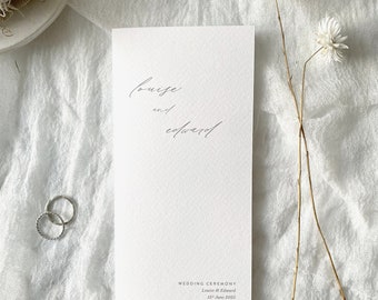 Plantilla de orden de servicio impresa - ceremonia de boda - programa de boda