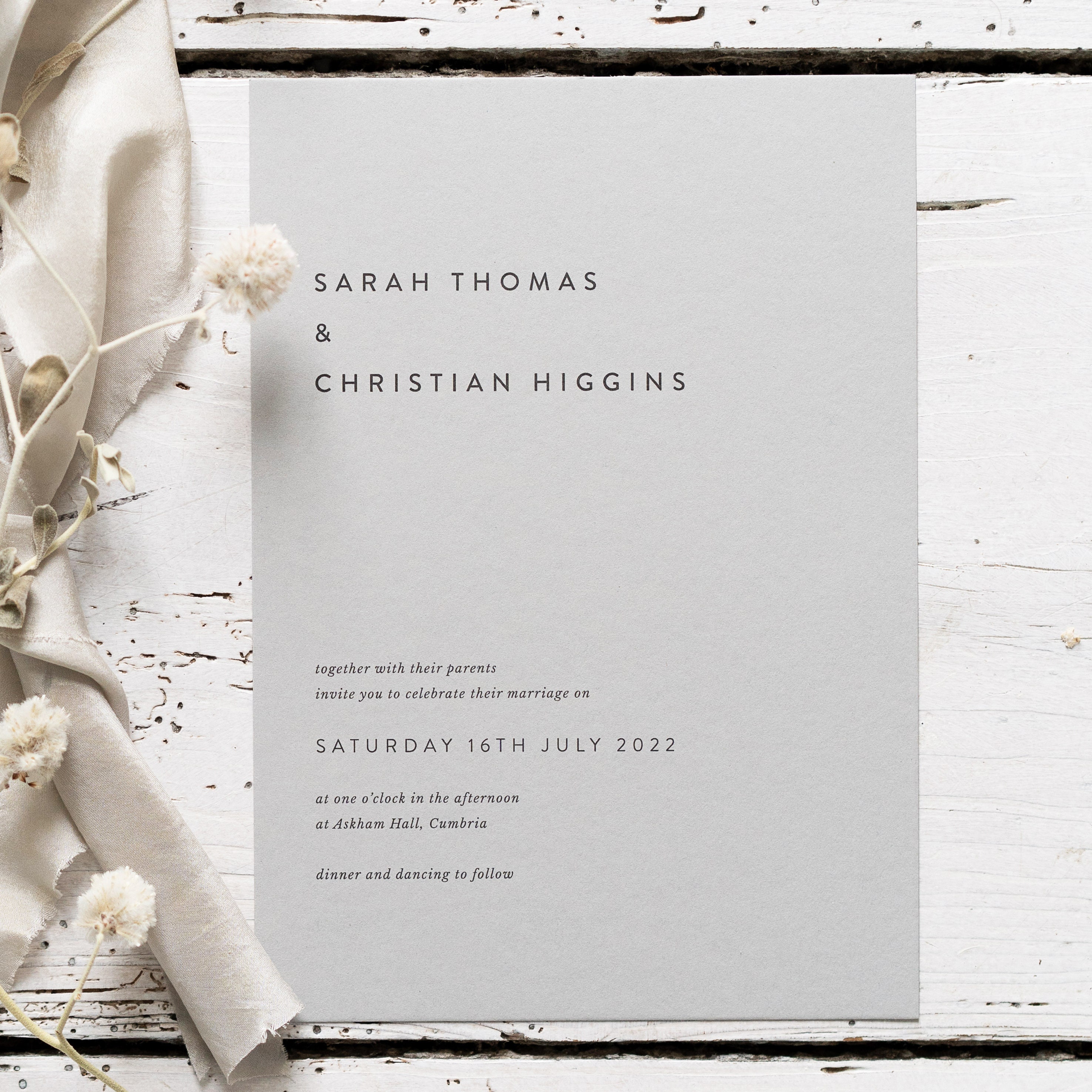 Grey Wedding Invites - Modern Wedding Stationary