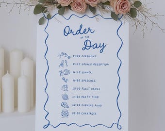 Whimsical Order of the Day Sign | Wedding Signage | Wedding Welcome Board | Stationery | Itinerary | Wedding Timeline Hand Drawn