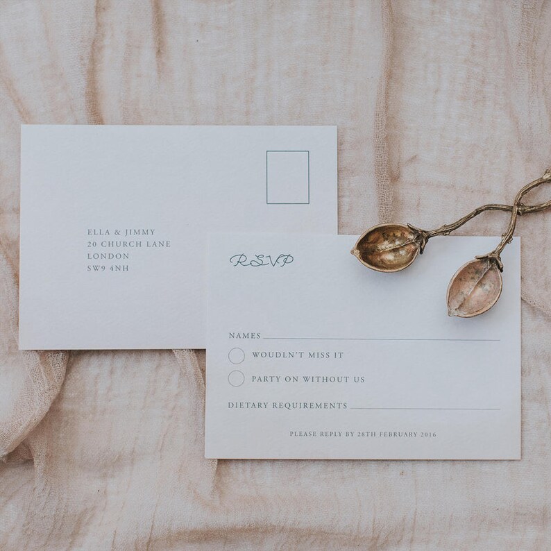 Includes Wedding Invitation Dusty Pink Wedding Invitation Set with Black Ink Printed RSVP and Envelope. Information Card