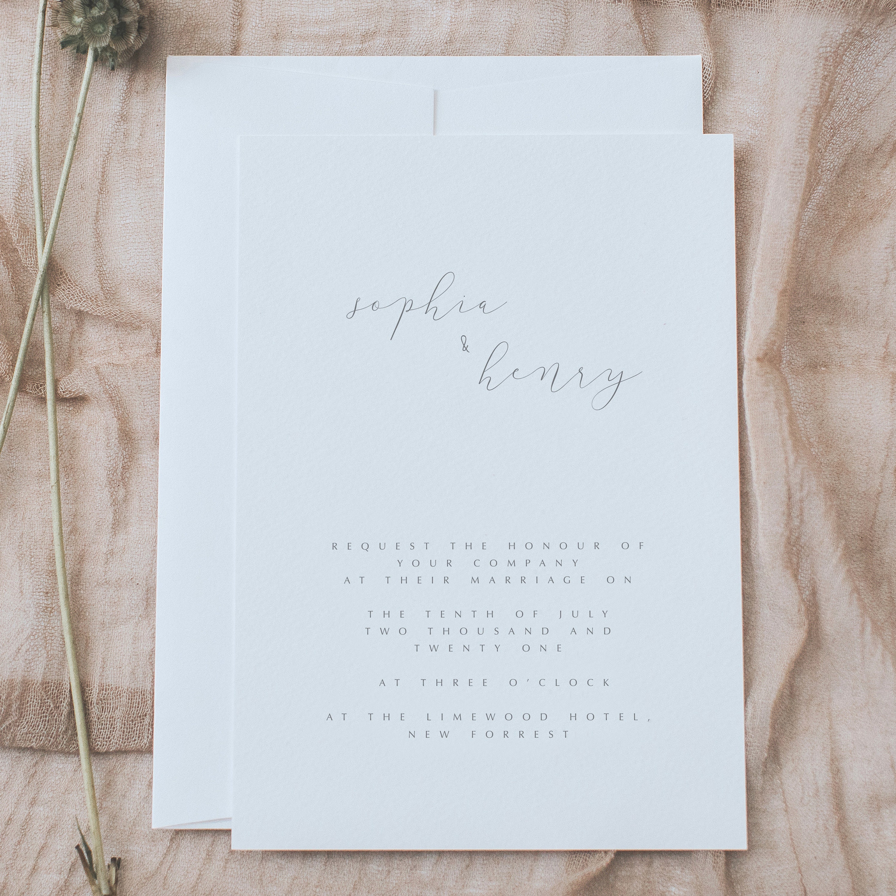 Elegant & Simple, Boho Inspired Printed Wedding Invitations With Envelopes - Invites