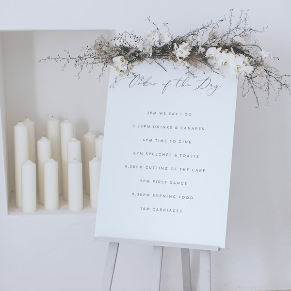 Order of Events Sign with Romantic Calligraphy Font - Wedding Sign - Order of the Day Sign - Personalised - Acrylic Sign - Foam Board