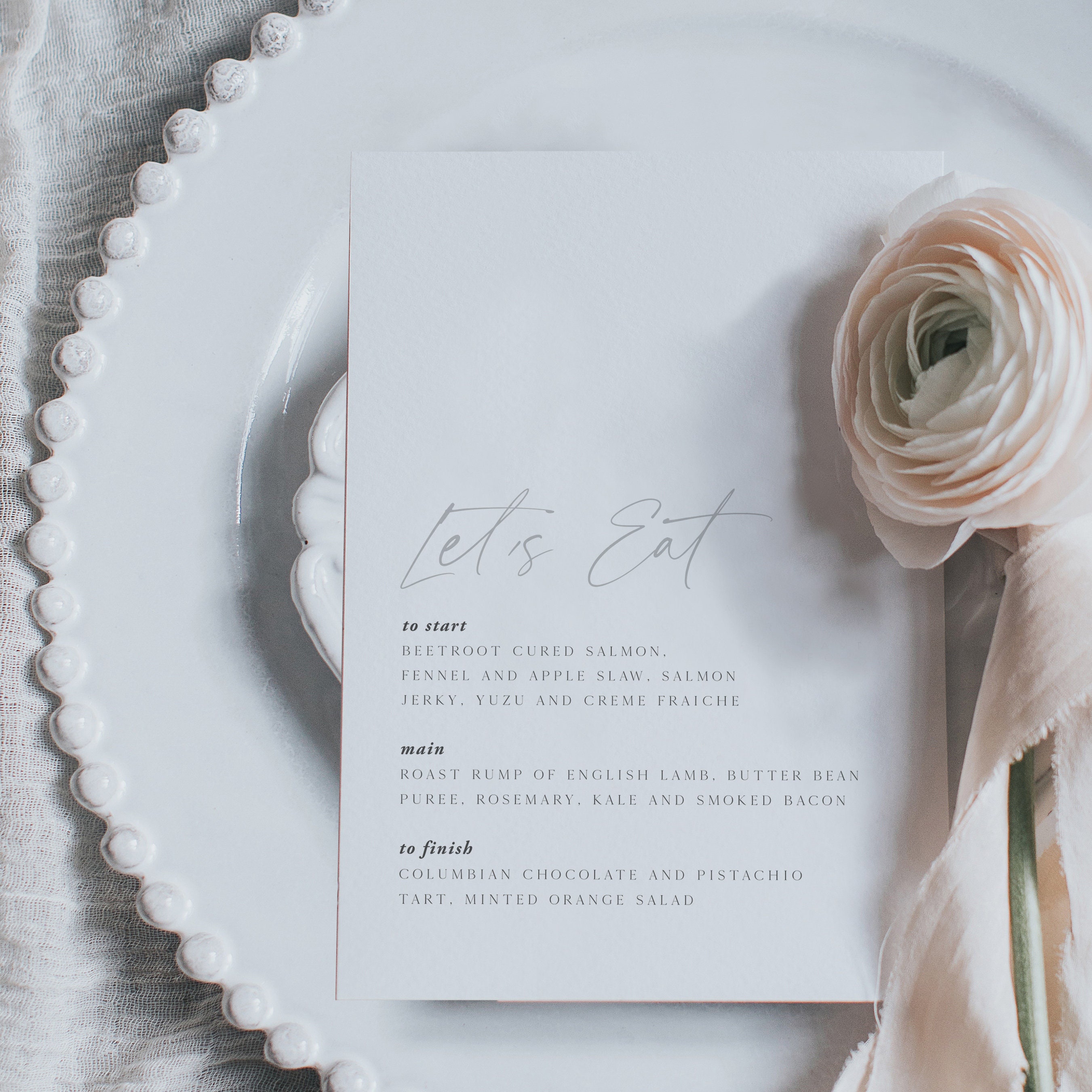 Wedding Menu Cards For Wedding - Table Stationery