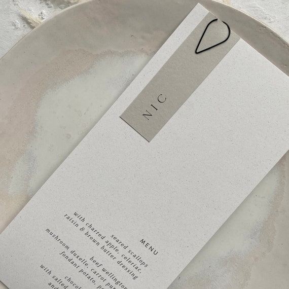 Wedding menu with guest name - wedding menu ideas uk
