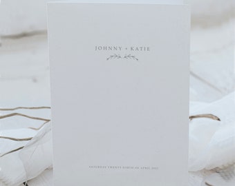 Orden de servicio del programa de boda impreso con detalle de la ilustración de la rama.