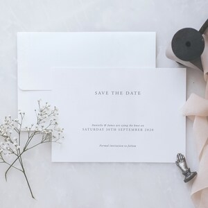 Classic and Elegant Save the Date Cards. Simplistic Save the Date Cards. Printed Save the Date Cards. image 2