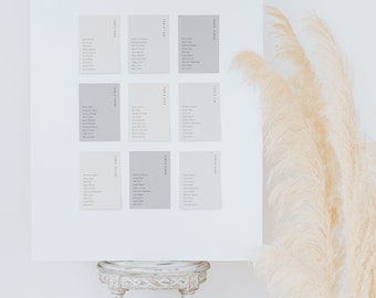 Grey table plan cards - Seating Chart - Table Plan Ideas