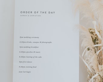 Order of the day wedding sign