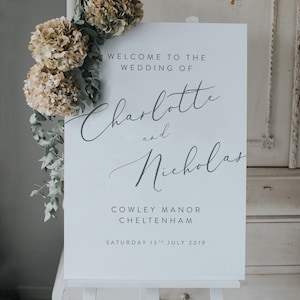 Romantic Wedding Welcome Sign Wedding Sign Welcome Sign Personalised Welcome to our Wedding Sign Acrylic Sign Foam Board Printed image 9