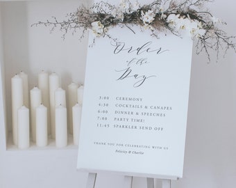 Beautiful Calligraphy Script and Classic Fonts Order of the Day - Wedding Sign - Order of Events Sign - Personalised Wedding Sign
