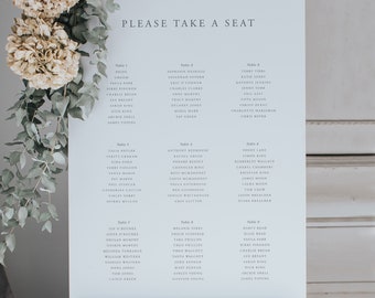 Elegantly Simple Table Plan Seating Chart featuring Calligraphy Style Fonts - Wedding Seating Plan