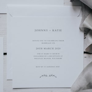 Square Modern Boho Printed Wedding Invitations with Envelopes Wedding Invites image 2