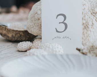 Simple table number cards with an illustrative sprig detailing - Table Name Cards - Personalised Table Numbers