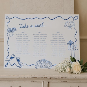 Whimsical Wedding Seating Plan | Landscape Wedding Table Plan | Seating Chart | Signage | Hand Drawn | Stationery | A1 Sign