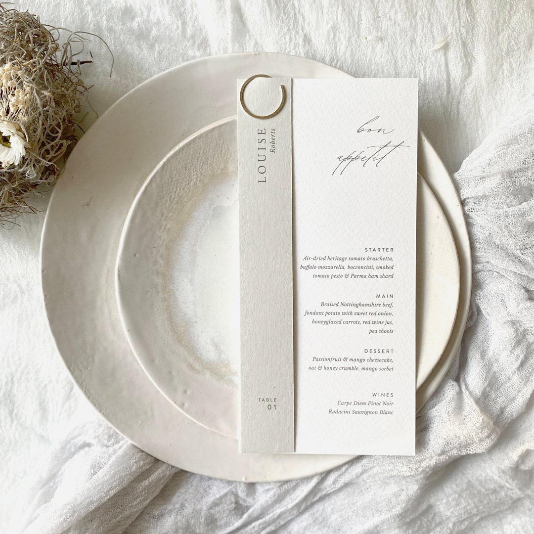 Personalised Menu With Name Card Wedding Menu Cards - Etsy