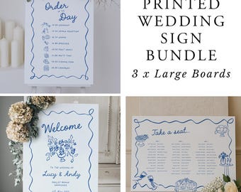 Whimsical Printed Wedding Sign Bundle | Wedding Sign Package | Custom Signage | Welcome Board | Seating Chart | Order of Events | Timeline