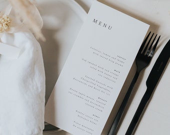 Wedding menu printed on hammered textured card - wedding menu cards