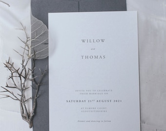 Classically elegant wedding invitation - includes Envelopes - Personalised Invite