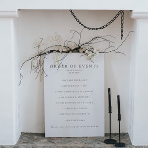 Elegant Order of the Day Sign Personalised Welcome to our Wedding Sign Order of Events Acrylic Sign Foam Board image 8