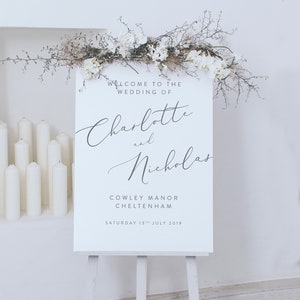 Romantic Wedding Welcome Sign Wedding Sign Welcome Sign Personalised Welcome to our Wedding Sign Acrylic Sign Foam Board Printed image 1