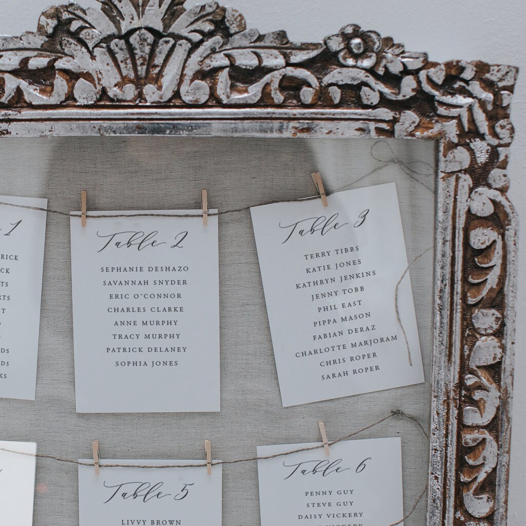 Table Plan Cards With Beautiful Calligraphy Style Font - Seating Chart