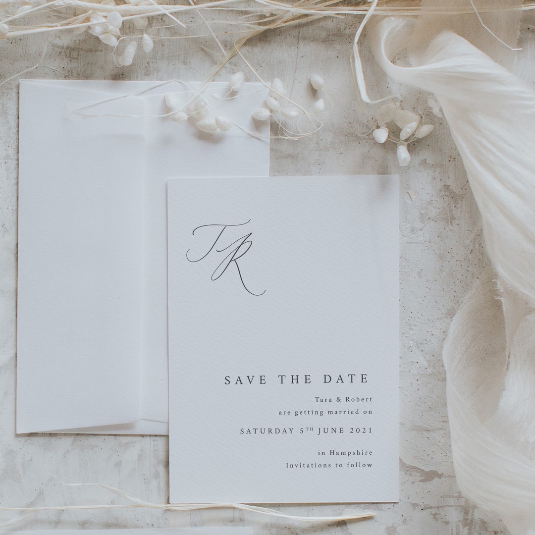 Save the Date Printed on off White Card Wedding Save Our Date With Logo ...